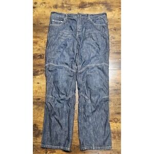 Iron Workers Mens Motorcycle Riding Jeans Dark Wash Denim Knee Armor 38x32